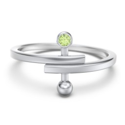 Bypass Barbell Ring with Gemstone in 925 Sterling Silver with Peridot