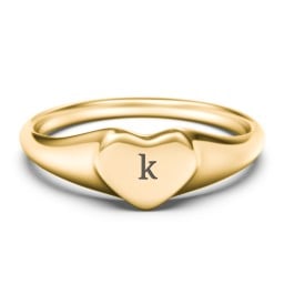 Engravable Heart Signet Ring