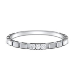 Geometric Cube Stackable Ring with Accents – Sterling Silver with White Premium Zirconia
