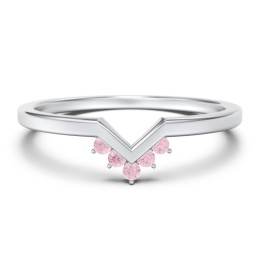 V-Shaped Stackable Ring with Accents
