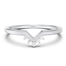 V-Shaped Stackable Ring with Accents in 925 Sterling Silver with Diamond