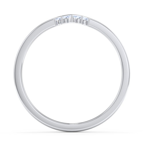 V-Shaped Stackable Ring with Accents – Sterling Silver with Fancy Blue Premium Zirconia