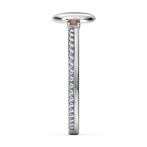Engravable Disc Ring with Gemstone and Beaded Band – Sterling Silver with Garnet
