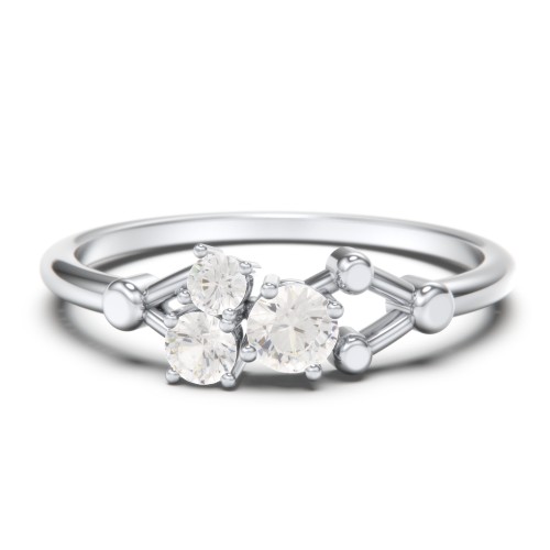 3-Stone Constellation Ring with Gemstones – Sterling Silver with Cubic Zirconia