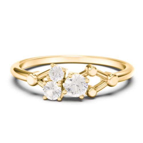 3-Stone Constellation Ring with Gemstones – 10K Yellow Gold with Cubic Zirconia