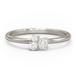 3-Stone Cluster Stackable Ring in 10K Solid White Gold