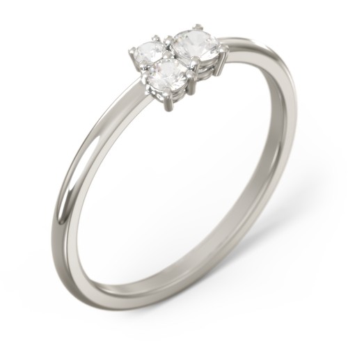 3-Stone Cluster Stackable Ring – 10K White Gold with Cubic Zirconia