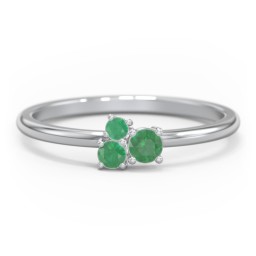 3-Stone Cluster Stackable Ring in 925 Sterling Silver with Emerald