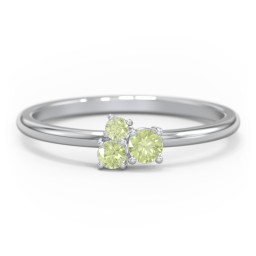3-Stone Cluster Stackable Ring in 925 Sterling Silver with Peridot