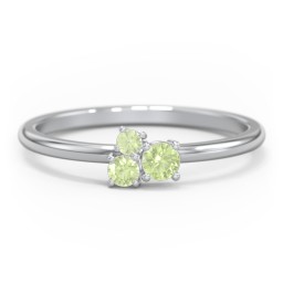 3-Stone Cluster Stackable Ring in 925 Sterling Silver with Peridot