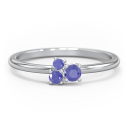 3-Stone Cluster Stackable Ring in 925 Sterling Silver with Blue Sapphire