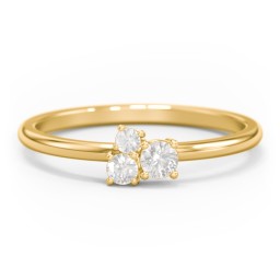 3-Stone Cluster Stackable Ring in 10K Solid Yellow Gold