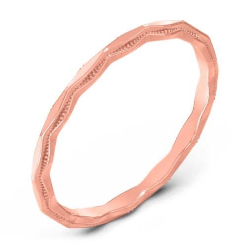 Faceted Wave Band with Milgrain Detailing