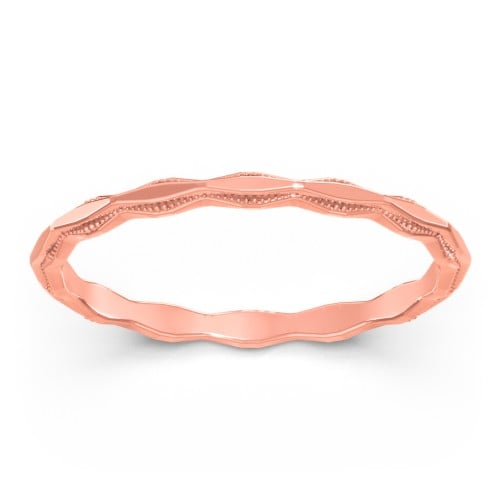 Faceted Wave Band with Milgrain Detailing