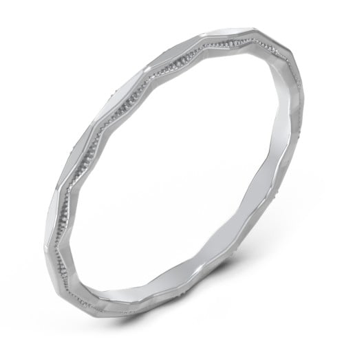 Faceted Wave Band with Milgrain Detailing