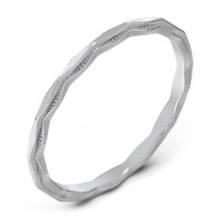 Faceted Wave Band with Milgrain Detailing