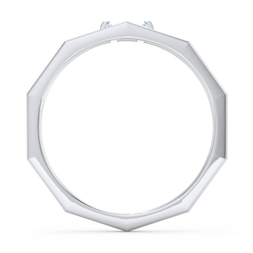 Faceted Double Band with Baguette Stone – Sterling Silver with Aquamarine