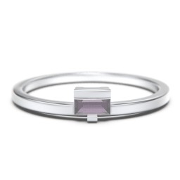 Off-Set Baguette Stackable Ring in 925 Sterling Silver with Alexandrite