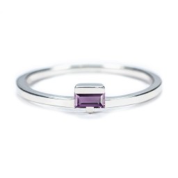 Off-Set Baguette Stackable Ring in 925 Sterling Silver with Blue Topaz