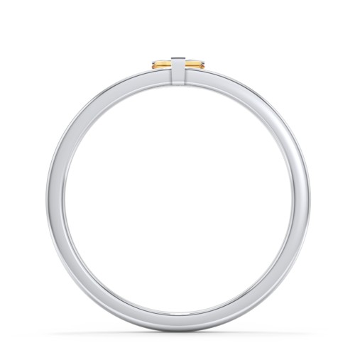 Off-Set Baguette Stackable Ring – Sterling Silver with Citrine