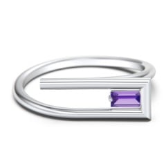Geometric Wire Ring with East-West Baguette Gemstone