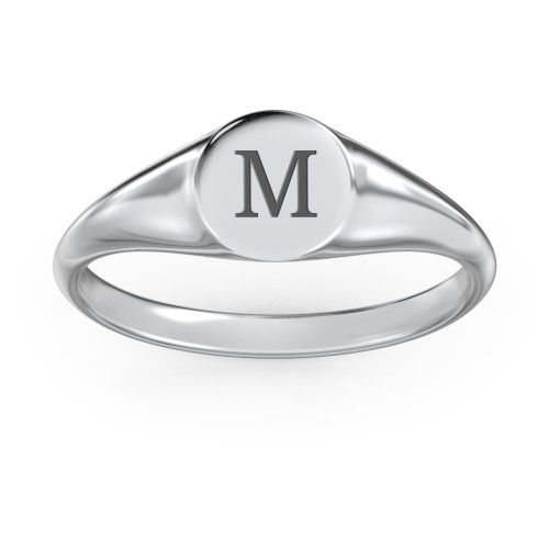 Engravable Round Signet Ring – Sterling Silver
