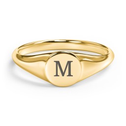 Engravable Round Signet Ring in 10K Solid Yellow Gold