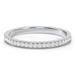 Milgrain Half Eternity Stackable Band in 925 Sterling Silver with White Premium Zirconia