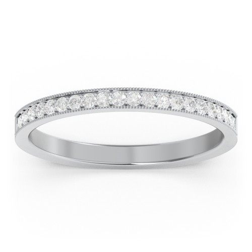 Milgrain Half Eternity Stackable Band – Sterling Silver with White Premium Zirconia