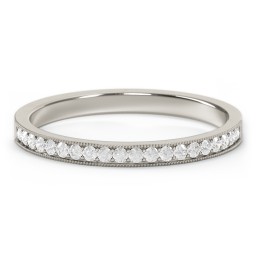 Milgrain Half Eternity Stackable Band in 10K Solid White Gold with White Premium Zirconia