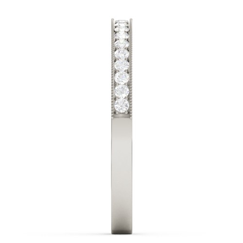 Milgrain Half Eternity Stackable Band – 10K White Gold with White Premium Zirconia