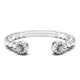 Beaded Ball Open Cuff Ring with Gemstones