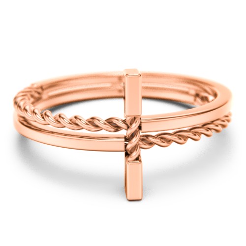 Twisted Cross Ring with Double Band