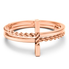 Twisted Cross Ring with Double Band