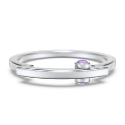 Modern Stacking Ring with Peek-A-Boo Gemstone