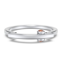 Modern Stacking Ring with Peek-A-Boo Gemstone in 925 Sterling Silver with Garnet