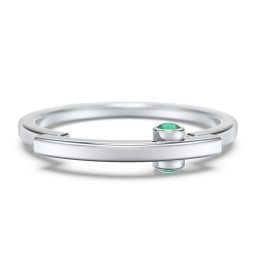 Modern Stacking Ring with Peek-A-Boo Gemstone in 925 Sterling Silver with Emerald