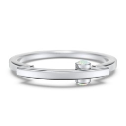Modern Stacking Ring with Peek-A-Boo Gemstone in 925 Sterling Silver with Opal