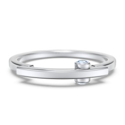 Modern Stacking Ring with Peek-A-Boo Gemstone in 925 Sterling Silver with Blue Topaz