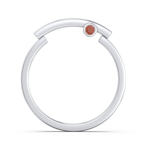 Modern Stacking Ring with Peek-A-Boo Gemstone – Sterling Silver with Garnet