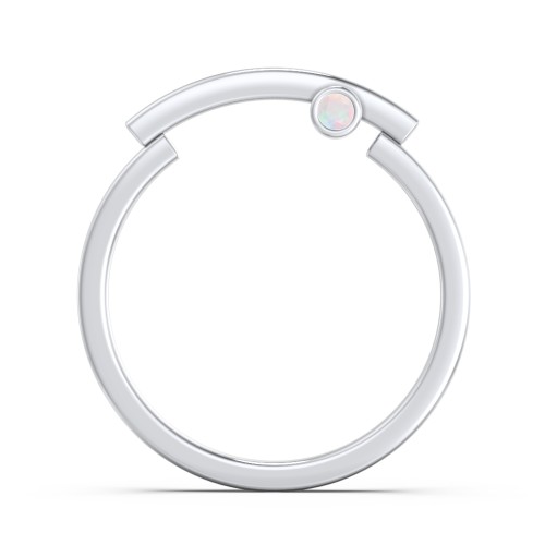Modern Stacking Ring with Peek-A-Boo Gemstone – Sterling Silver with Opal