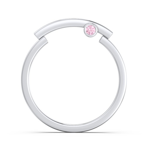 Modern Stacking Ring with Peek-A-Boo Gemstone – Sterling Silver with Pink Tourmaline