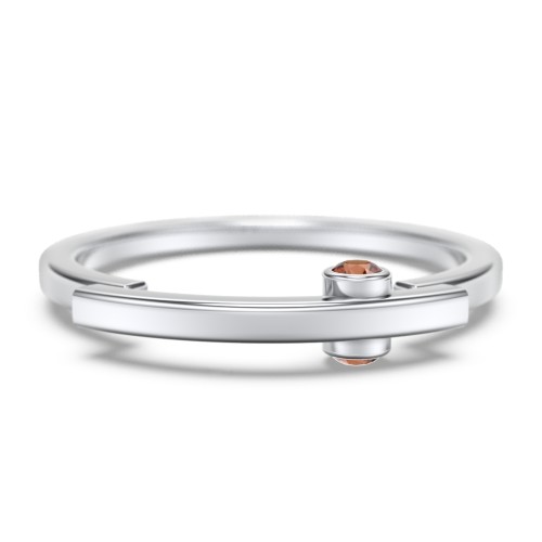 Modern Stacking Ring with Peek-A-Boo Gemstone – Sterling Silver with Garnet