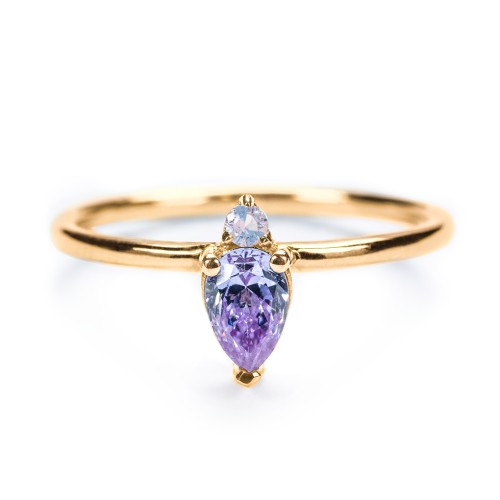 Pear Ring with Round Accent Stone