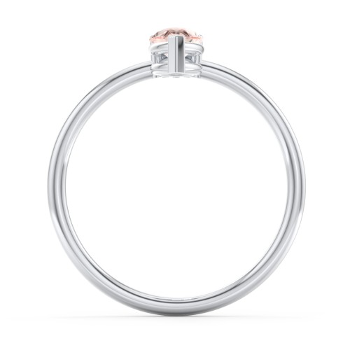Pear Ring with Round Accent Stone – Sterling Silver with Morganite and Pink Tourmaline