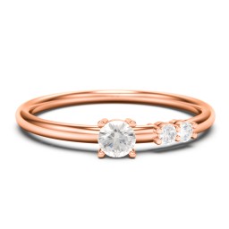 3-Stone Stacking Ring in 10K Solid Rose Gold