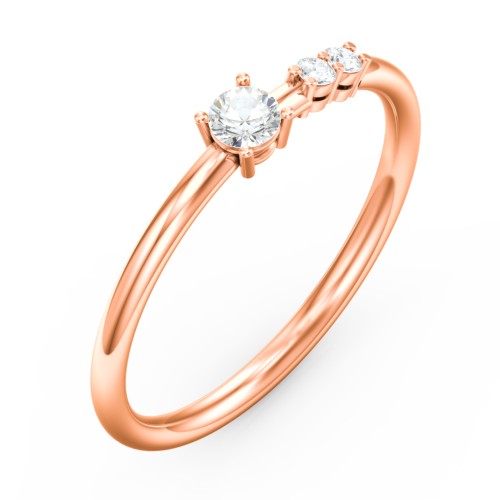 3-Stone Stacking Ring – 10K Rose Gold with Cubic Zirconia and White Premium Zirconia
