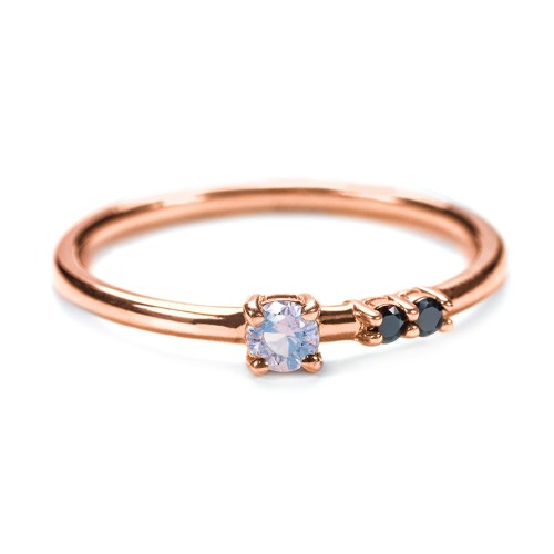 3-Stone Stacking Ring – 10K Rose Gold with Cubic Zirconia and White Premium Zirconia