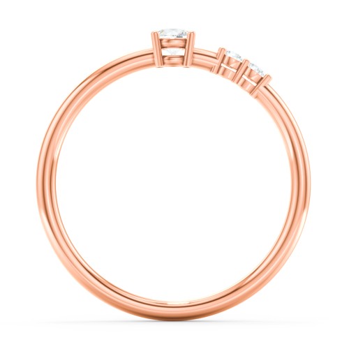 3-Stone Stacking Ring – 10K Rose Gold with Cubic Zirconia and White Premium Zirconia