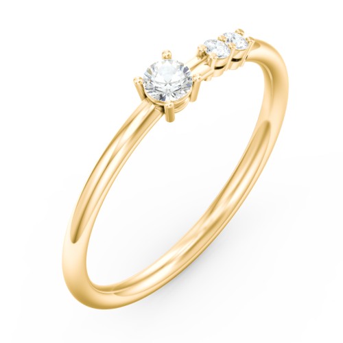 3-Stone Stacking Ring – 10K Yellow Gold with Cubic Zirconia and White Premium Zirconia